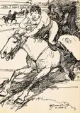 Władysław Żurawski, Wyścigi konne, 1955 r., 1955, tusz, papier