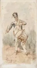 Dobosz by Juliusz Kossak, akwarela, papier, 18, sold Nov 2015