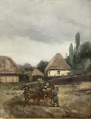 Arthur J.S. Nikutowski, Na wsi, olej, płótno