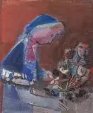 Dziewczyna z kwiatami by Rajmund Kanelba, olej, płótno, 76, sold Nov 2015