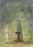 Eugeniusz Eibisch, Martwa natura z butelką, olej, płótno