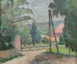 Jan Mroziński, Pejzaż z Wadowic II, olej, płyta