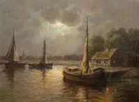 Nokturn by Josef Dederichs, olej, płyta, 60, sold Oct 2015