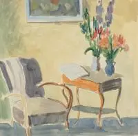 Jan Mroziński, W pracowni, 1948 r., 1948, akwarela, ołówek, papier, 28