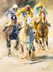 Zenon Aniszewski, Wyścigi, 2002 r., 2002, akwarela, papier, 39