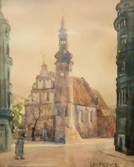Jerzy Rupniewski, Kościół Klarysek Wniebowzięcia Najświętszej Maryi Panny w Bydgoszczy, akwarela, papier