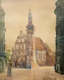 Jerzy Rupniewski, Kościół Klarysek Wniebowzięcia Najświętszej Maryi Panny w Bydgoszczy, akwarela, papier