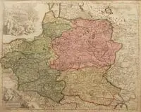Jan Barend Elwe, La Pologne, Divis?e en Royaume de Pologne et les Etats?, Mapa ziem Rzeczpospolitej według Alexisa-Huberta Jaillota, 1694 r., stan szósty, Amsterdam, ok. 1792 r.; miedzioryt kolorowany, wym. płyty 49