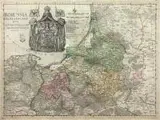 Leonhard Euler, Borussia Regia et Ducalis jussu?, Mapa Prus Królewskich i Książęcych, pochodząca z dzieła ?Atlas geographicus omnes orbis terrarum??, wyd. Ex Officina Michaelis, Berlin, 1760 r.; miedzioryt kolorowany, wym. 30