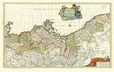 Petrus Schenk II, Carte geographique du Duché de Pomeranie?, Mapa Meklemburgii i Księstwa Pomorskiego według Nicoalesa Visschera, Amsterdam, ok. 1710 r., miedzioryt kolorowany w epoce, wym. 46