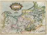 Gerardus Mercator, Prussia, Mapa Prus, pochodząca z dzieła ?Atlas sive cosmographica?, Duisburg, 1585 r., miedzioryt kolorowany, wym. 36
