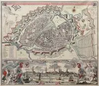 Matthäus Seutter, Hamburgum. Hamburg eine weltberühmte Freye Reichs?, Plan i widok Hamburga, Augsburg, 1730-1760, miedzioryt kolorowany