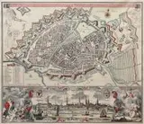 Matthäus Seutter, Hamburgum. Hamburg eine weltberühmte Freye Reichs?, Plan i widok Hamburga, Augsburg, 1730-1760, miedzioryt kolorowany