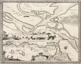 Erik J. Dahlberg, Delineatio et situs Montower Spitze?/Exquisita delineatio fluvii Nogat?, Plan okolic Mątowskiej Głowy i mapa ujścia Nogatu, pochodzący z dzieła S. Pufendorfa ?De Rebus a Carolo Gustavo??, Norymberga, 1696 r., miedzioryt, wym. 26
