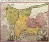 Mappa Geographica Trium Insularum in Prussia? by Johann Friedrich Endersch Friedrich Hampe, Mapa Żuław Wiślanych ze schematycznymi planami Gdańska, Tczewa, Malborka i Elbląga, wydana w Elblągu w 1753 r. Dedykowan, sold Nov 2015