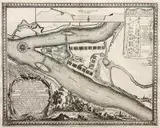 Erik J. Dahlberg, Ichnographia Castelli ad Caput Vistulae vulgo?, Plan rozwidlenia Wisły, rycina pochodząca z dzieła S. Pufendorfa ?De Rebus a Carolo Gustavo??, Norymberga, 1696 r., miedzioryt