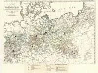 Simon Schropp & Co., Karte vom preussischen Staate, nach den Neuesten?, Mapa Prus i Brandenburgii, Berlin, 1827 r., litografia kolorowana liniowo, wym. arkusza 57