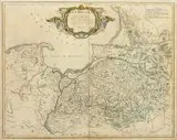 Gilles Robert de Vaugondy, La Prusse divisée en Prusse Royale, et Prusse Ducale?, Mapa Prus, zamieszczona w dziele ?Atlas universel?, Paryż, 1751 r., miedzioryt kolorowany, papier dublowany