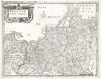 Philipp Clüver, Prussiae Nova Tabula, Mapa Prus Książęcych, pochodząca z dzieła ?Indroductio in omnen Geographiam veterem ...?, 1694 r., miedzioryt, wym. 27