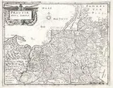 Philipp Clüver, Prussiae Nova Tabula, Mapa Prus Książęcych, pochodząca z dzieła ?Indroductio in omnen Geographiam veterem ...?, 1694 r., miedzioryt, wym. 27