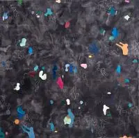 Magdalena Pela, Bez tytułu z cyklu "Plaża", 2014, 2014, akryl, kredka, farba ftalowa, płótno