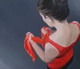Marzena Ślusarczyk, Czerwona chustka, 2014, 2014, akryl, płótno