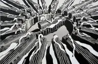 Mariusz Waras, M-city_839, 2015, 2015, szablon, spray, akryl, płótno