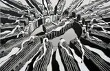 Mariusz Waras, M-city_839, 2015, 2015, szablon, spray, akryl, płótno