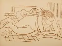 Tymon Niesiołowski, Akt leżący, 1949 r., 1949, autolitografia, papier, 35