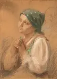 Portret młodej dziewczyny by Teodor Axentowicz, pastel, tektura, 62, sold Jul 2015