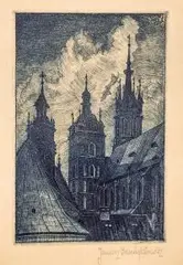 Janusz Benedyktowicz, Kościół Mariacki w Krakowie, akwaforta, papier, 15