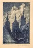 Janusz Benedyktowicz, Kościół Mariacki w Krakowie, akwaforta, papier, 15