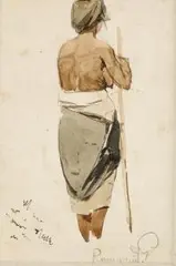 Tadeusz Popiel, Postać kobiety, akwarela, papier