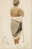 Tadeusz Popiel, Postać kobiety, akwarela, papier