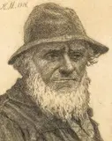 Karol Mondral, Głowa rybaka, akwaforta, papier, 12