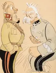 Tadeusz Kleczyński, Karykatura z marszałkiem Piłsudskim, 1933 r., 1933, tusz, akwarela, gwasz, papier, 30