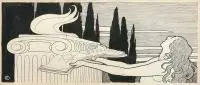 Edward Okuń, Scena symboliczna, tusz, piórko, papier
