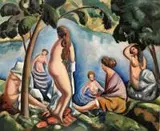 Tymon Niesiołowski, Kąpiące się, 1919 r., 1919, olej, płótno dublowane