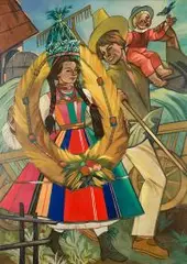 Zofia Stryjeńska, Dożynki, przed 1939 r., technika mieszana, płótno naklejone na tekturę