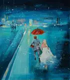 Uciekająca panna młoda by Eliza Kleczewska, akryl, płótno, sold May 2015