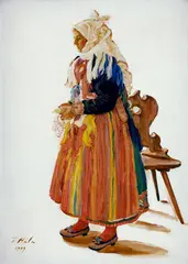 Jan Hála, Važtianka v kroji (V nedeľu), 1939, olej na plátne