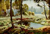 Bystrinka v lese by Jaroslav Votruba, okolo 1940, tempera na papieri, sold Jun 2007