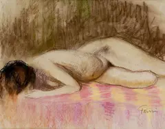 Jozef Fabini, Ležiaci akt, okolo 1960, pastel na papieri