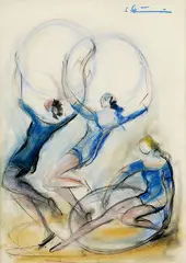 Gymnastky by Sybila Greinerová, okolo 1960, Pastel na papieri, sold Jun 2007