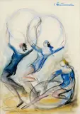 Sybila Greinerová, Gymnastky, okolo 1960, Pastel na papieri