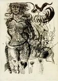 Gabriel Štrba, Zo zátoky Sirén (7. list z Gréckeho denníka), okolo 1970, štetcová litografia na papieri, 17/30