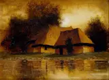 Domy pri rieke by Eugen Szepesi-Kuszka, 1910, olej na lepenke, sold Jun 2007