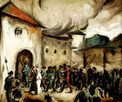 Július Flache, Pred hradbami, okolo 1940, olej na dreve