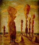 Jozef Kollár, Topole (Piešťanský kraj), okolo 1935 - 1936, olej na kartóne