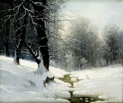 Dénes Mesterházy, Zimný potok, okolo 1920, olej na plátne